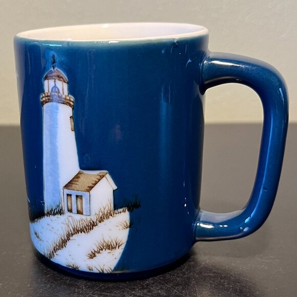 Otagiri Nautical Scene Ceramic Mug ~ Lighthouse, Sailboat, Seagulls & Coastline - Picture 7 of 9